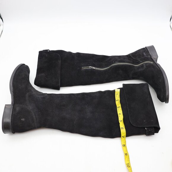 FRYE Shirley Over the Knee Fold Over Women's Size 6 B Zip Boots Black Suede - Picture 7 of 9